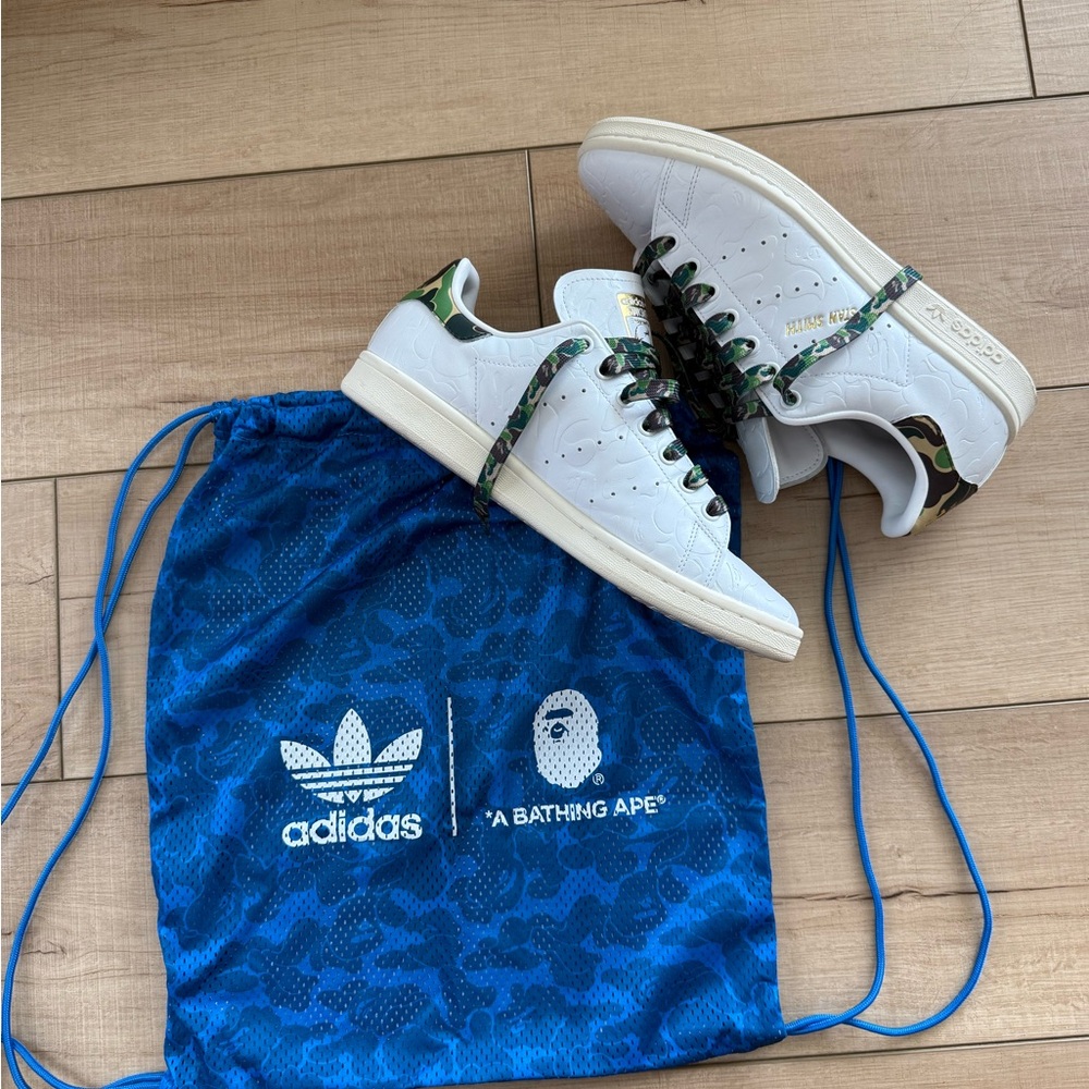 Adidas White Sneakers with Camouflage Accents
